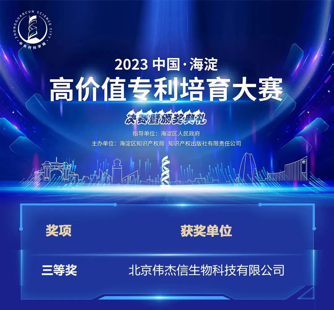 喜報！偉杰信榮獲2023中國·海淀高價值專利培育大賽決賽三等獎